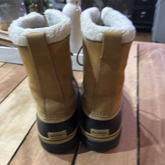 Sorel Caribou Buff Tan Black Waterproof Lace Up Boots B94 - Picture 9 of 11